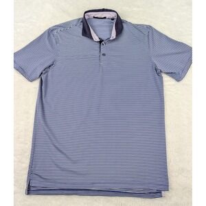 Greyson Polo Shirt M Blue Striped Short Sleeve Golf Performance Logo *Read